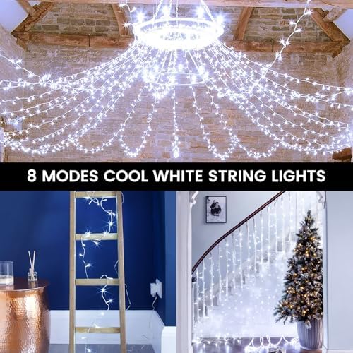 4 Pack 400 LED Battery Operated String Lights, Twinkle Lights Cool White