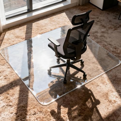 Azadx Tempered Glass Chair Mat for Carpet 45" x 53" Heavy Duty Chair Mat
