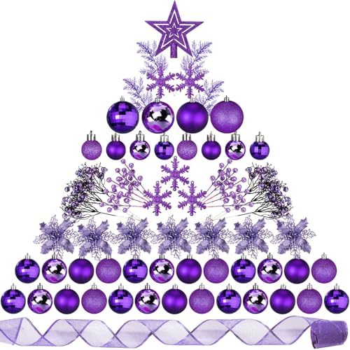 Sratte 94 Pcs Christmas Tree Ornaments Decoration Set, Purple