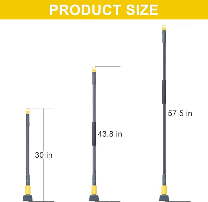 KeFanta Metal Mop Handle Commercial Heavy Duty,58" Industrial Mop Stick with Jaw Clamp,Wet Gripper Mops Head Replacement Holder for Floor Cleaning