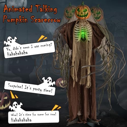 Tangkula 6 FT Halloween Animatronics Standing Pumpkin Scarecrow Decorations