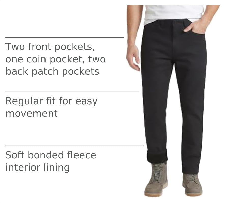 Weatherproof Vintage Fleece Lined Pants Men's - Regular Fit | Soft & Warm, Cold Weather Insulated Canvas Winter Pants for Men