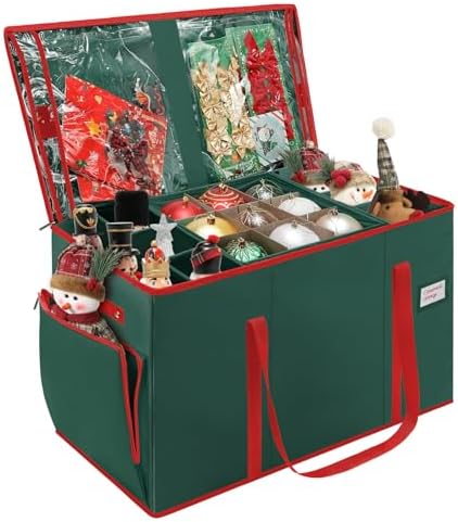 2-in-1 Christmas Ornament Storage Box Keeps 64-3"/36-4" Holiday Ornaments
