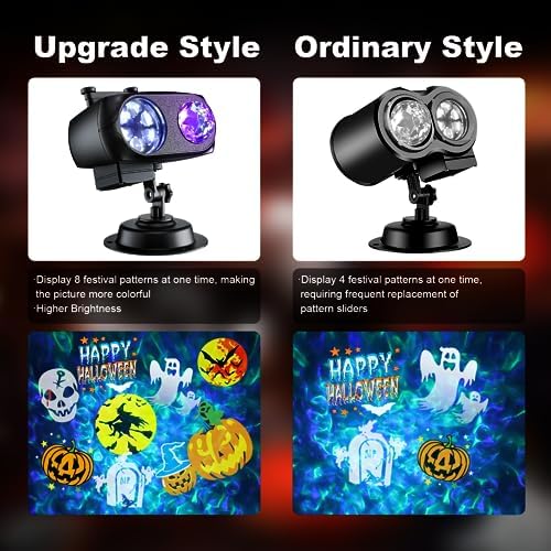 2026 Upgraded Halloween Projector,19HD Slide (Ocean Wave & Patterns),11 Theme Holiday Projector with Remote for Halloween,Christmas,Happy New Year