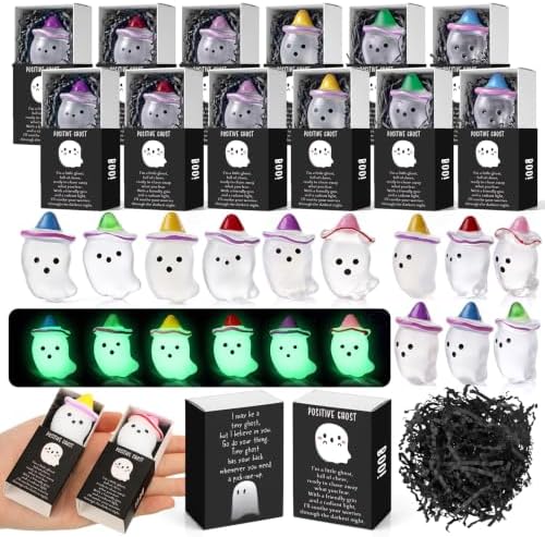 60 Sets Halloween Positive Gifts Luminous Ghost Desk Decor Trinkets, Clear