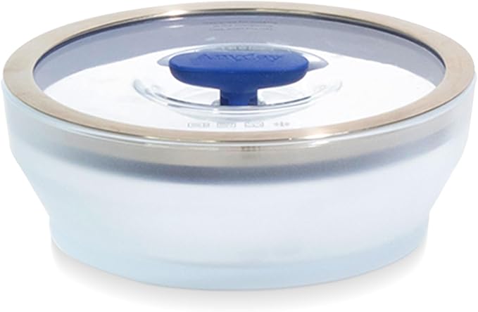 Anyday 4-Pc Microwave Cookware & Glass Food Storage Set, Medium (Blueberry) | Plastic-Free Containers, Stackable Steamer, Vented Lid, Reheating and Steaming Vegetables, Rice