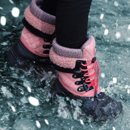 EQW Kids Waterproof Snow Boots, Fur Lined Winter Shoes for Boys & Girls