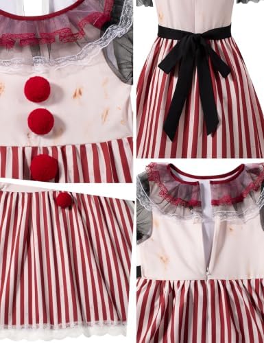 Clown Costume for Girls, Halloween Scary Killer Clown Costume