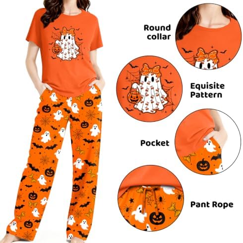 Skull Sets for Women Halloween Bloody Shirts Dancing Skeleton 2 Pc Set