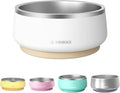 Pawaii Dog Bowl, 34 oz Stainless Steel Food and Water Bowl, ID Tag, 1 Pack | Double-Wall Design,Non-Slip Rubber Base,Dishwasher Safe,Smooth Open Design, Not a Slow Feeder,Easy-Rinse Interior