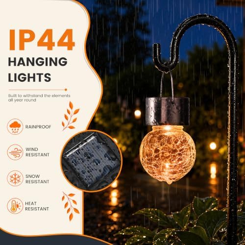 GIGALUMI Solar Christmas Decorations Outdoor Hanging Light for Outside 8Pc