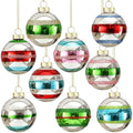 Soulchen 9 Pcs Vintage Glass Christmas Ornament 2.36 Inch Silver Retro Ball