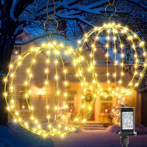 Flacchi Set of 2 Sizes Hanging Ball Lights Warm White Christmas Decorations