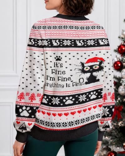 34HD Ugly Xmas Sweater–Funny Knit Christmas Sweater for Women & Men 2025, Long Sleeve Crewneck Holiday Pullover, Unisex Gift