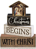 Moucuny 4 Pcs Christmas Table Decoration Christmas Begins with Christ Signs