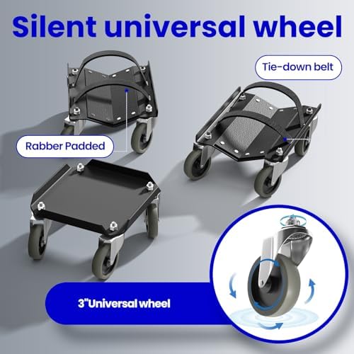 Snowmobile Dolly Set, Heavy Duty Snowmobile Moving System with V-Slide Rubber Pads, 3" TPR Swivel Casters, Steel Garage Storage Dolly for Most Snowmobiles, Up to 1500 lbs Capacity(Black)