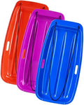 35-Inch Snow Sleds for Kids, Plastic Toboggans with Pull Ropes