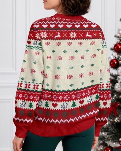 34HD Ugly Xmas Sweater–Funny Knit Christmas Sweater for Women & Men 2025, Long Sleeve Crewneck Holiday Pullover, Unisex Gift