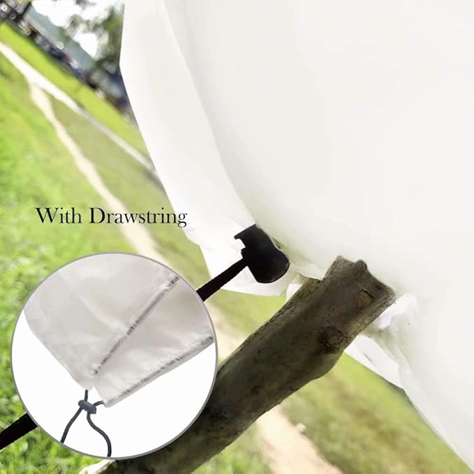 Agfabric Plant Covers Freeze Protection Winter Plant Covers Freeze 108"x84" 0.9oz Outdoor Plant Covers for Winter Drawstring Bags Winter Frost Pests Protection,White