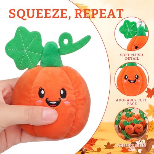 Meooeck 12 Pcs Fall Pumpkin Fidgets Balls Keychains Fall Party Favors