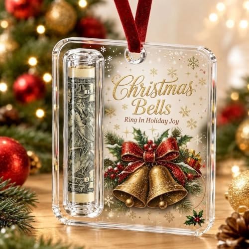 Crystal Christmas Cash Gift Holder Ornament Clear Acrylic Money Decor，A10
