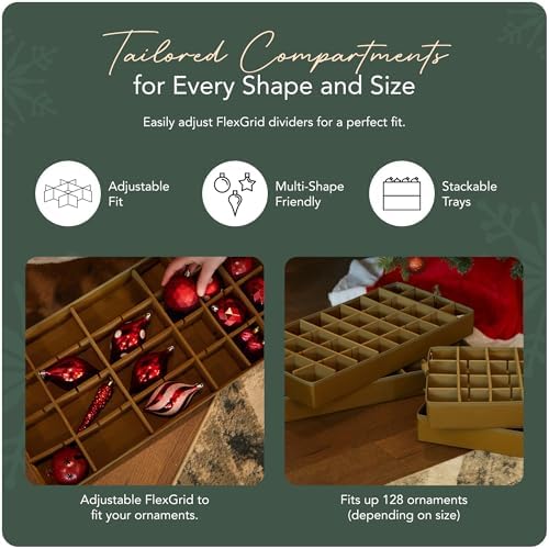 Covermates Adjustable Ornament Storage Box, 25.5" W x 13" D x 12.5" H