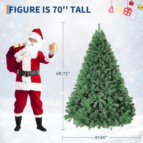 GarveeHome 6ft Prelit Artificial Christmas Tree, Hinged Branches & 800 Tips