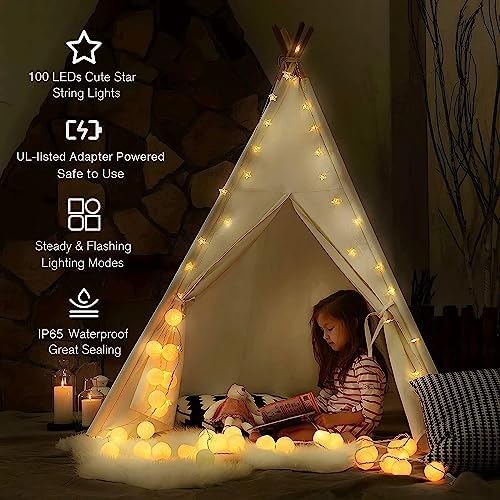 Minetom 33ft Plug in Star String Lights with Remote and Timer