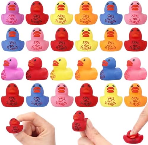 Thenshop 72 Pcs Red Ribbon Week Drug Free Duck Ball Bulk