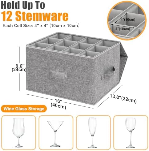 Kukikan Wine Glass Storage Holder, Hard Shell, 1 Pack for 12 Glassware