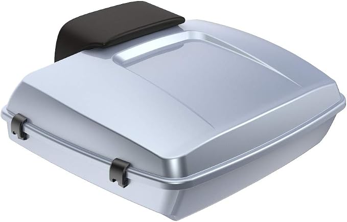 Advanblack Road Glide Tour Trunk Pack Brilliant Silver Razor Tour Trunk Pack Backrest Pad for '97-'25 Harley Touring Road King Street Glide Electra Glide CVO models
