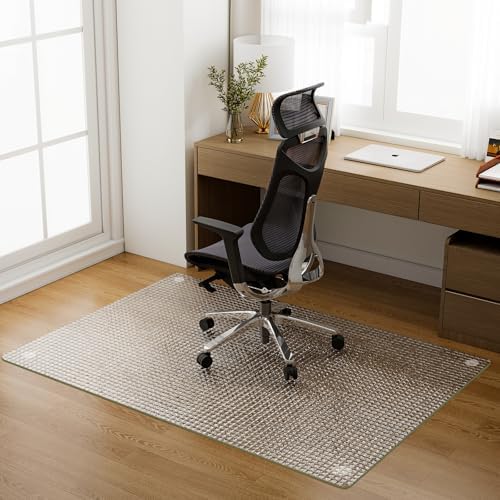 GLSLAND 36"x46" Tempered Glass Chair Mat – Checkered Patterned