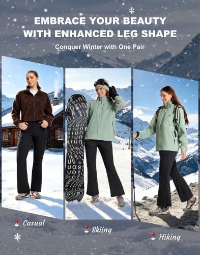 Women's Snow Ski Pants Fleece Lined Water Resistant Warm Flare Fit