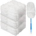 Vesici 150 Pcs Duster Refills Compatible with Swiffer Dusters Bulk Disposable Replacement Thickened with 1 Handle Heavy Duty for Cleaning, Office (White)