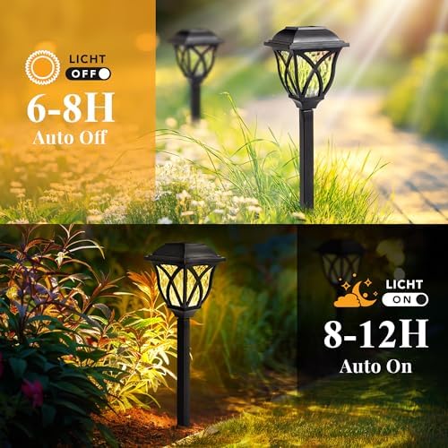 GIGALUMI 6 Pack Solar Lights Outdoor Waterproof, LED Solar Garden Lights