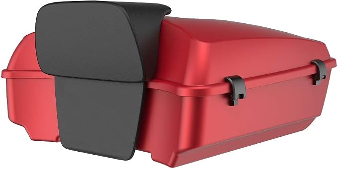 Advanblack Road Glide Tour Trunk Pack Wicked Red Denim Chopped Tour Trunk Pack Backrest Pad for '97-'25 Harley Touring Road King Street Glide Electra Glide CVO models