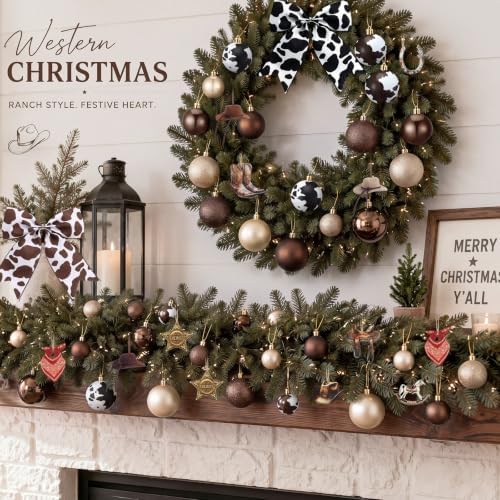 Leitee 109 Pcs Western Christmas Tree Decorations, Cowboy Ornament Set