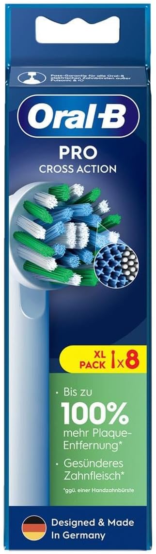 Oral-B PRO CrossAction Replacement Electric Toothbrush Heads, White, 2-Pack of 8 Count - 16 Brush Heads Total