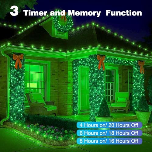 164FT Christmas Lights, 500 LED Outdoor Halloween String Lights Green
