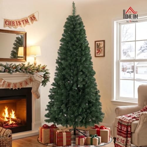 HOMCOM 7.5ft Artificial Christmas Tree, Norwegian Spruce, Hinged Design