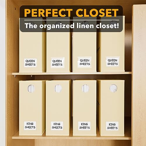 SpaceAid 8 Pack Bed Sheet Organizers and Storage, Foldable Sheet Organizer for Linen Closet, Sheets Set Folder Keeper with Window XL (Queen & King Size) Bedding Container (Beige, 8 Pack)