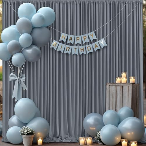 10x10 Charcoal Backdrop Curtain for Parties Wedding Wrinkle Free Silver Grey Photo Curtains Backdrop Drapes Fabric Decoration for Birthday Party Baby Shower 5ft x 10ft,2 Panels
