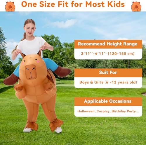 XYJKIDSES Inflatable Capybara Costume Kids,Kids Blow Up Costumes Halloween Costumes Boys Girls Funny Ride on Animal Costume for Cosplay Party