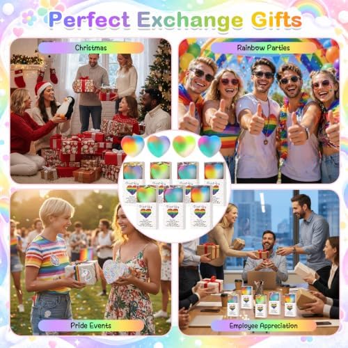 Wettarn 24 Sets Pocket Hug Gifts Rainbow Hearts with Boxes