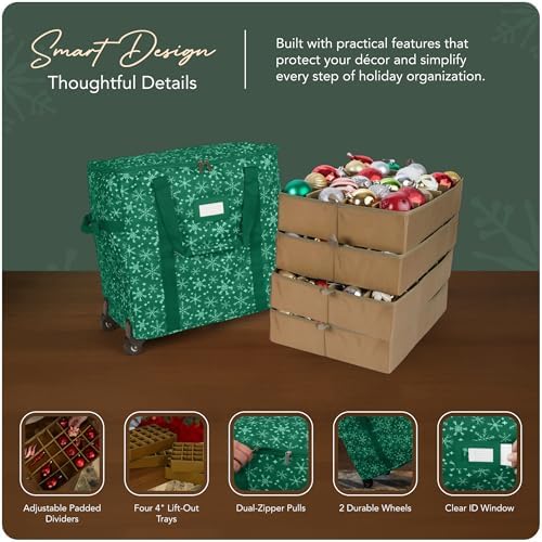 Covermates Rolling Adjustable Ornament Storage Bag, 19.25"W x 13"D x 18.5"H