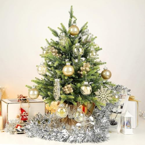 SHareconn 100PCS Christmas Tree Ornaments Clear Set, Gold