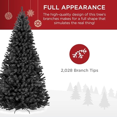 Best Choice Products Artificial Christmas Tree, 9ft Premium Unlit Realistic Spruce Holiday Décor w/Dense Branches, Metal Base – Black Spruce