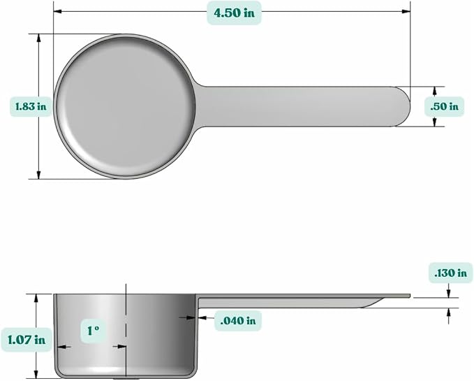 8 Teaspoon (39 mL | 1.32 Oz.) Long Handle Plastic Measuring Scoop for Coffee, Protein Powder, Pet Food, Spices, Grains, Dry Goods – Food-Grade BPA-Free (Pack of 1)