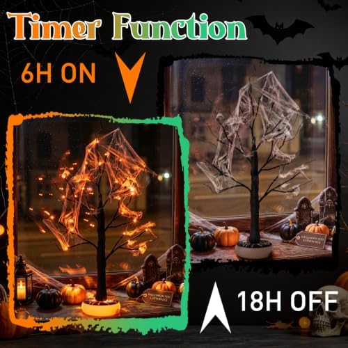 PEIDUO Halloween Tree with Light-up Base Rechargeable Halloween Decoration