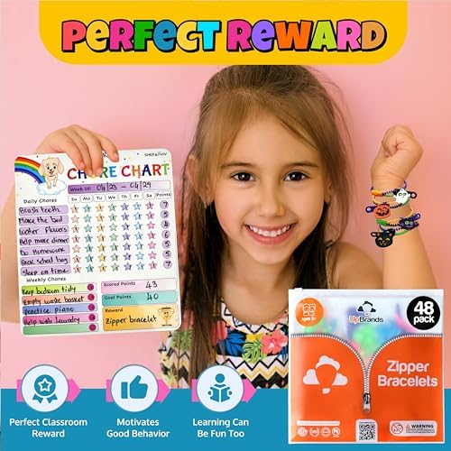 UpBrands 48-Pack Halloween Fidget Bracelets for Kids – Bulk Zipper Toys, Goodie Bag Fillers, Classroom Prizes, Halloween Party Favor Treats
